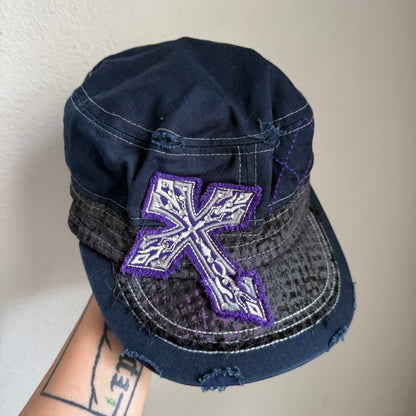 Y2K distressed cross cadet hat