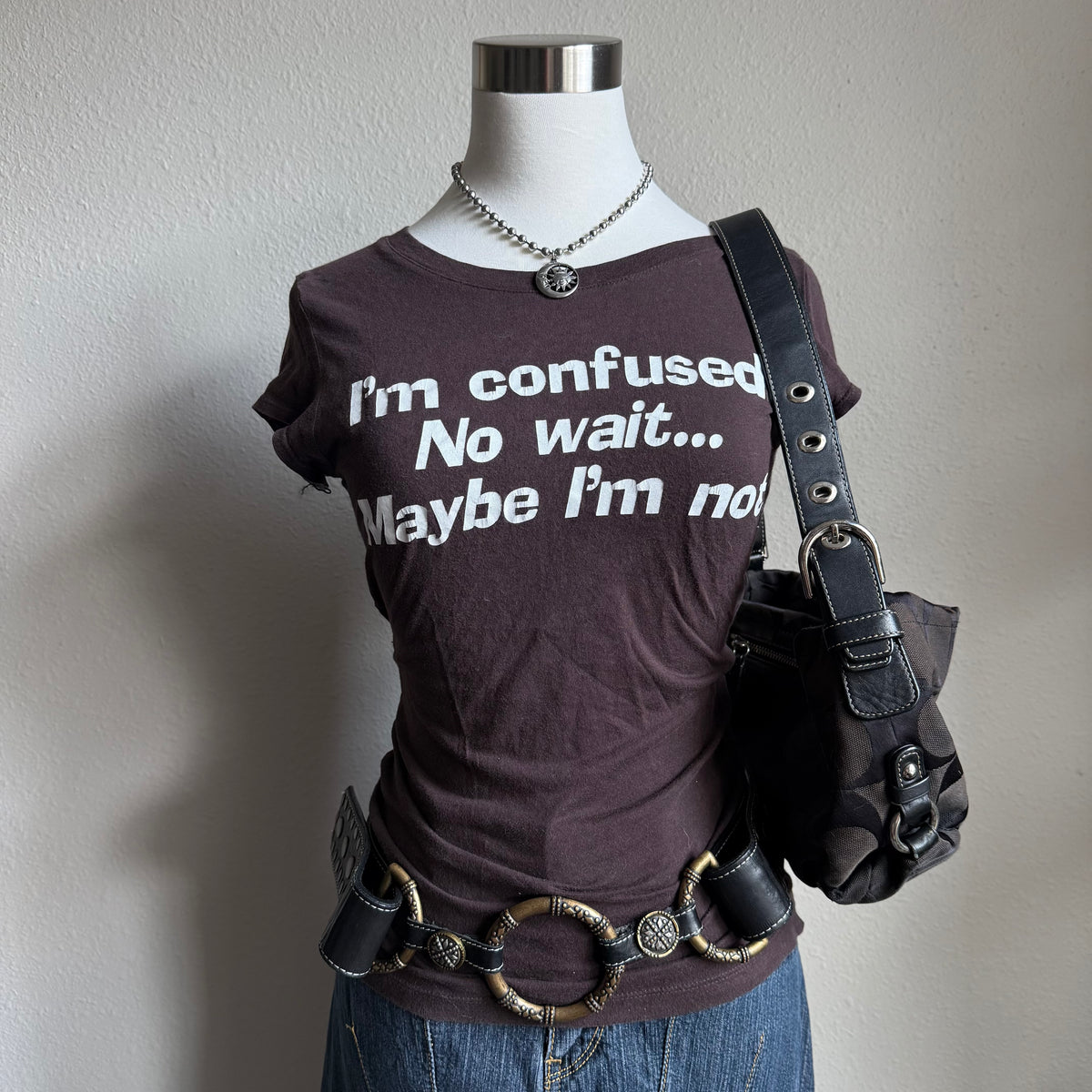 Confused fitted slogan tee