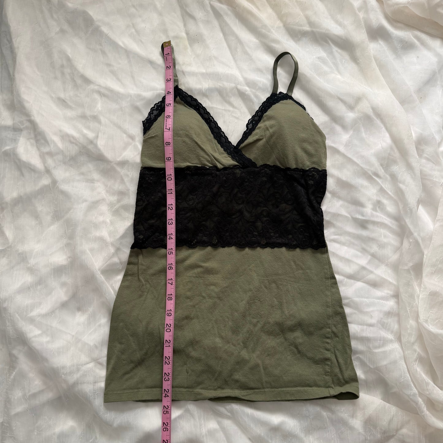 Green lace cami top