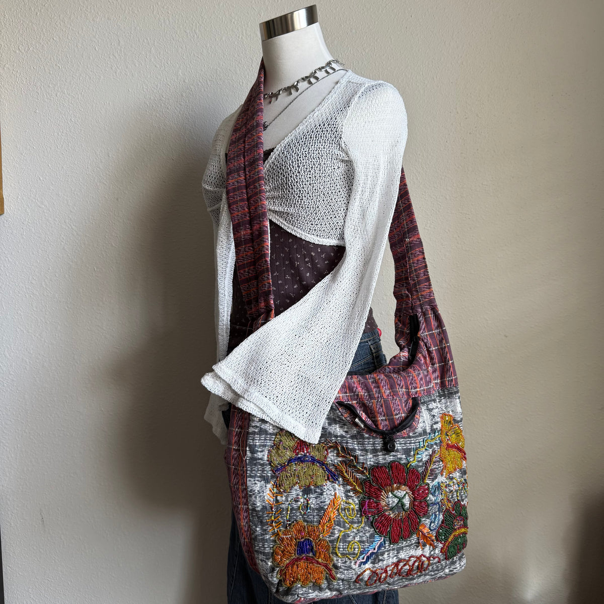 Beaded boho crossbody bag
