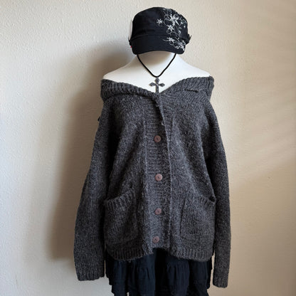 Grey oversized button sweater