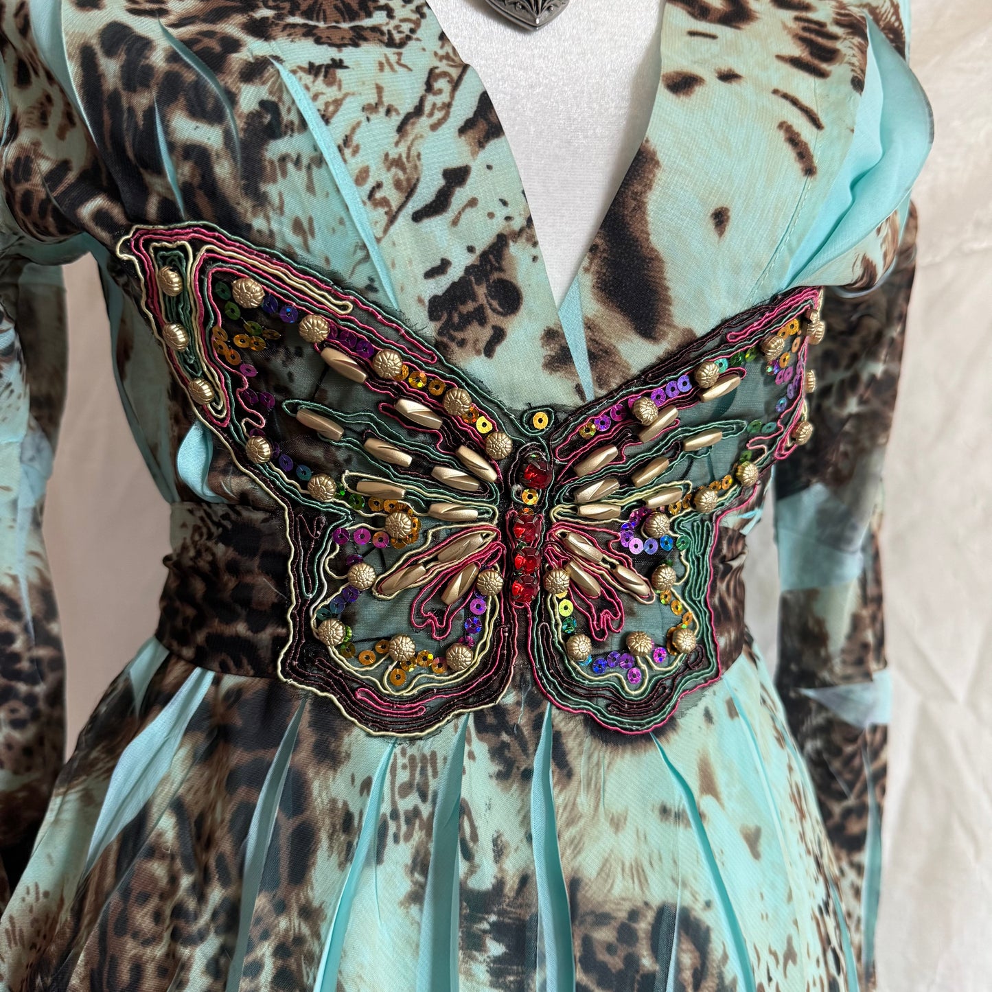 Caribbean Queen leopard butterfly dress