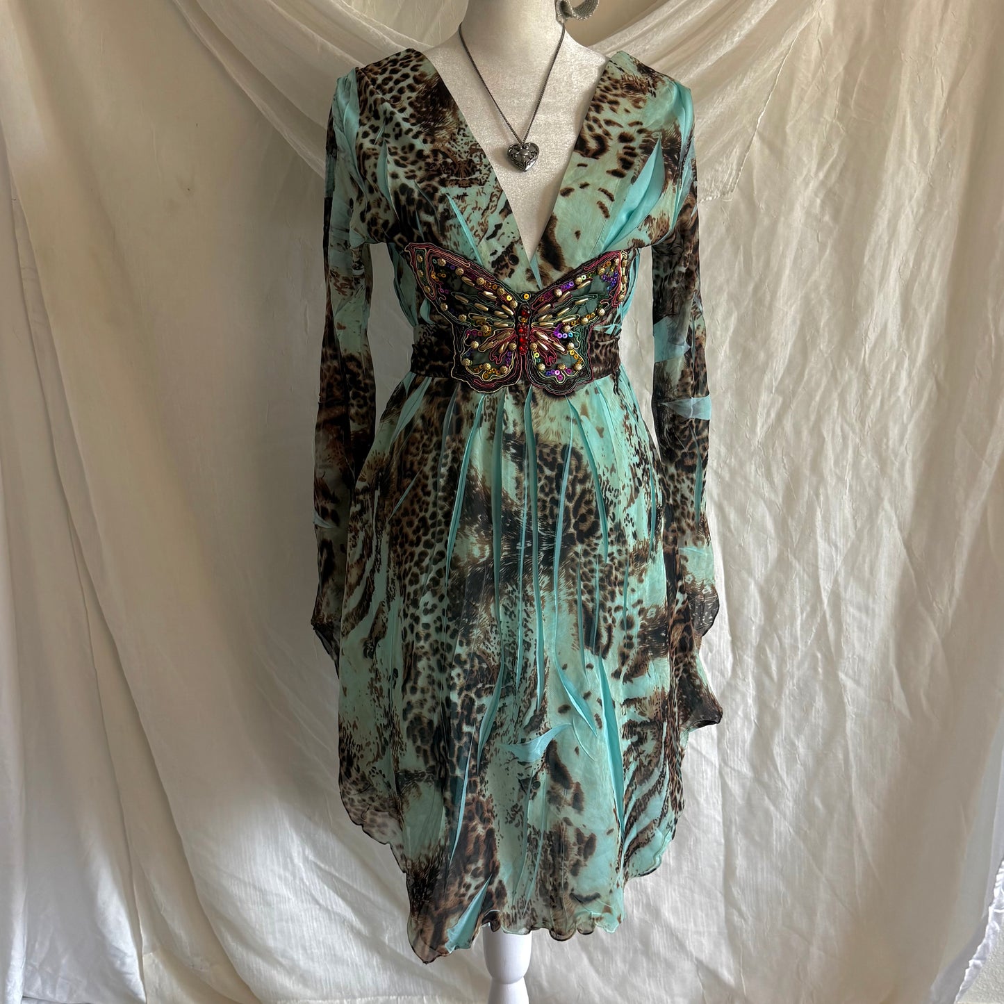Caribbean Queen leopard butterfly dress