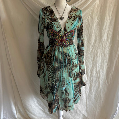 Caribbean Queen leopard butterfly dress