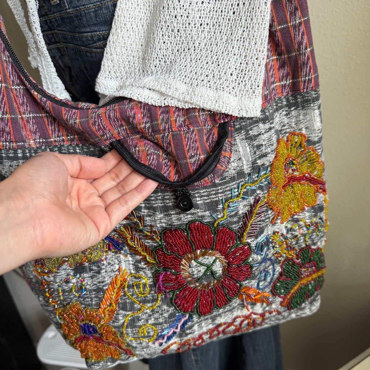 Beaded boho crossbody bag