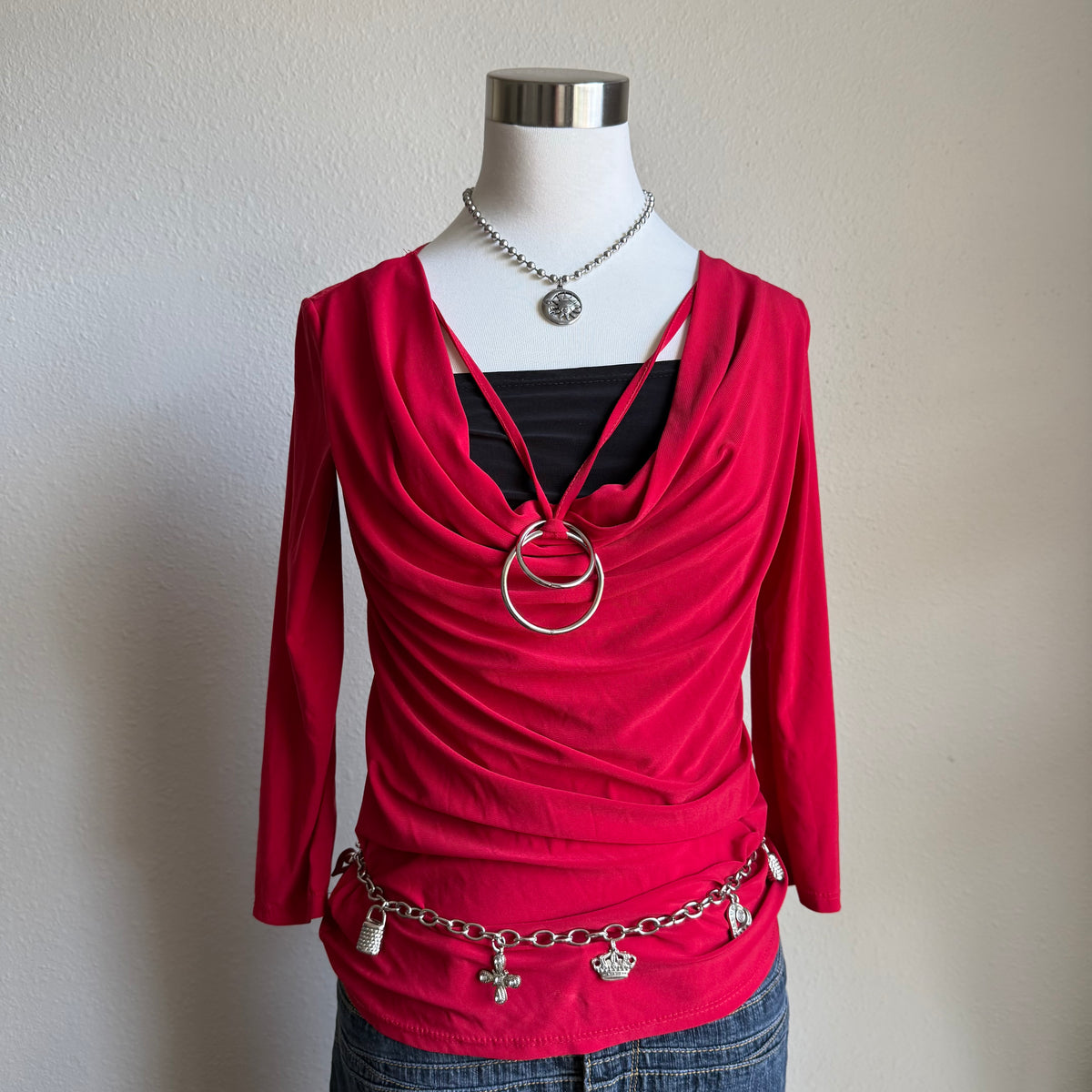 City red draped top