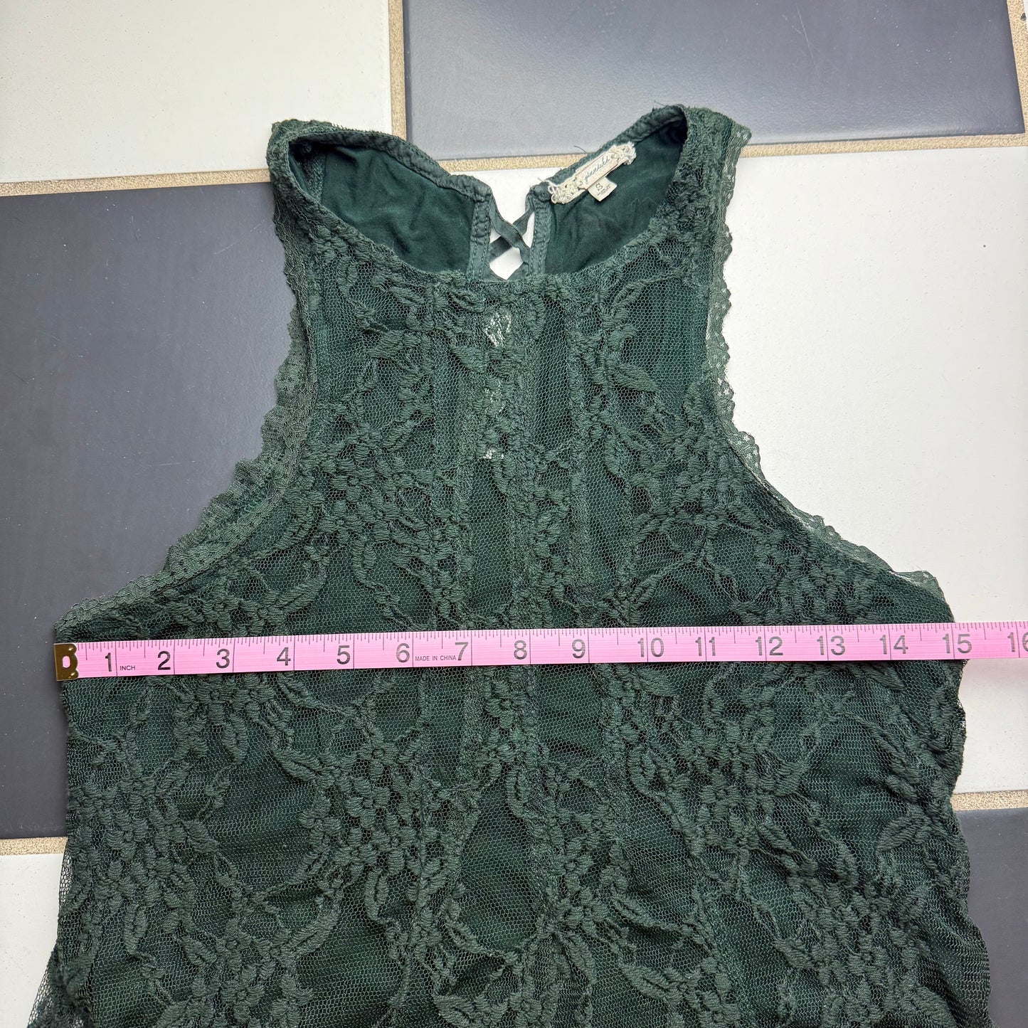 Lace green boho tank top