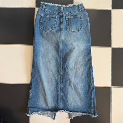 Denim fitted maxi skirt