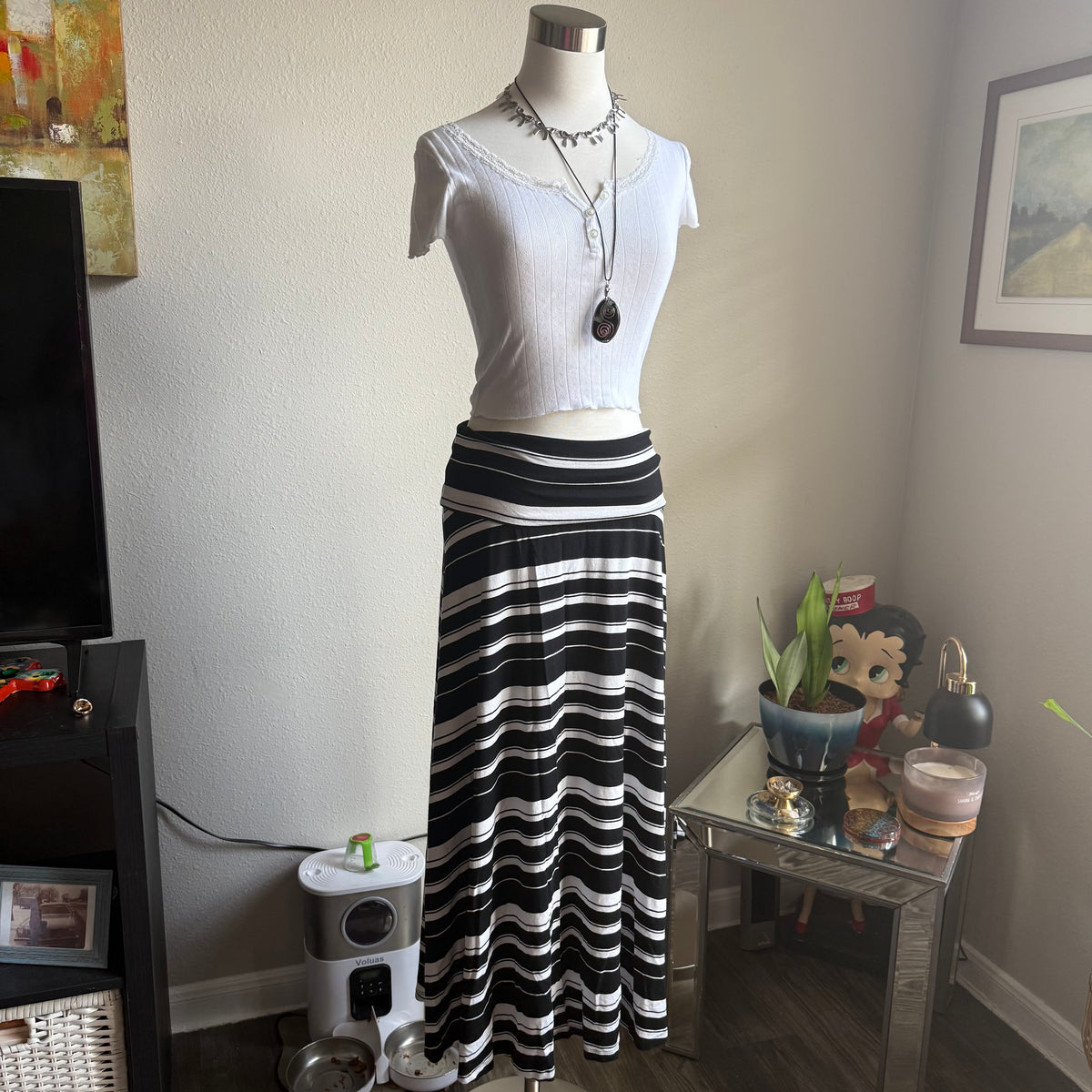 Misty’s striped maxi skirt