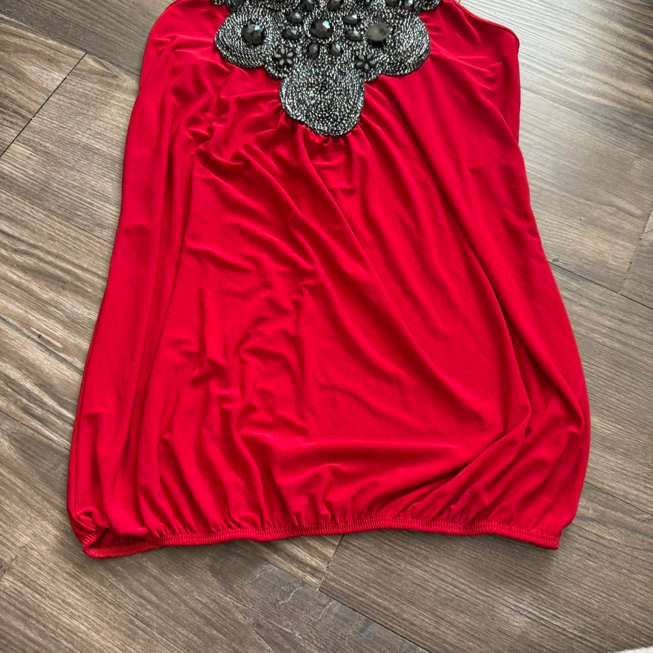Red boho beaded top