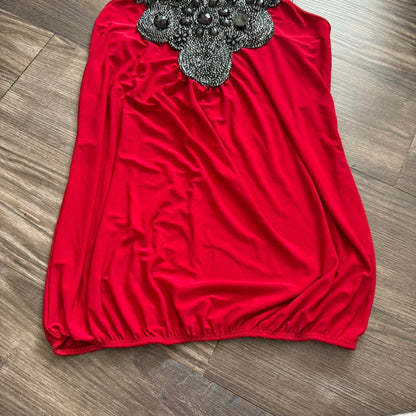 Red boho beaded top