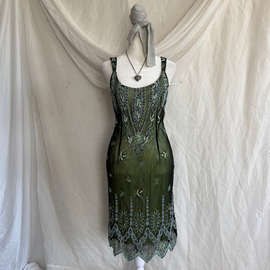 2000s Marina beaded green dress