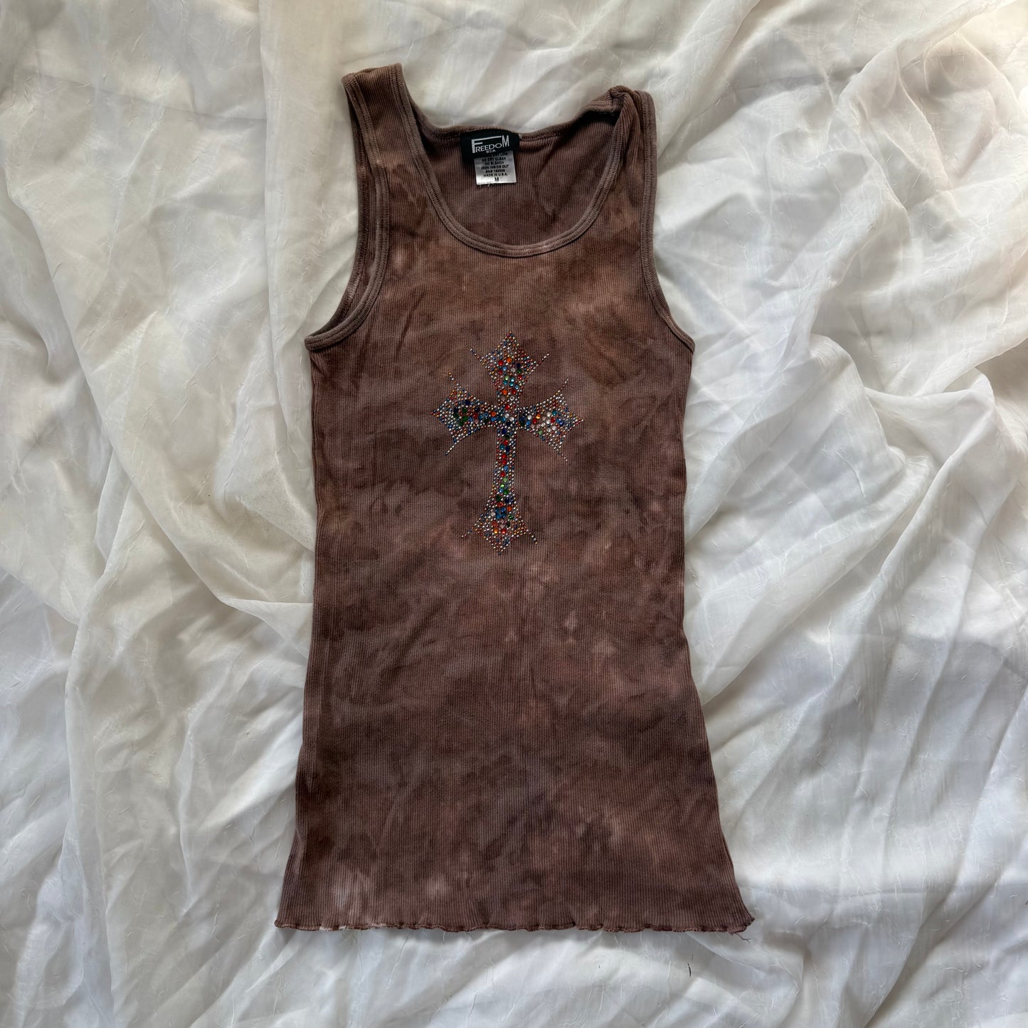 Rhinestone cross tank top