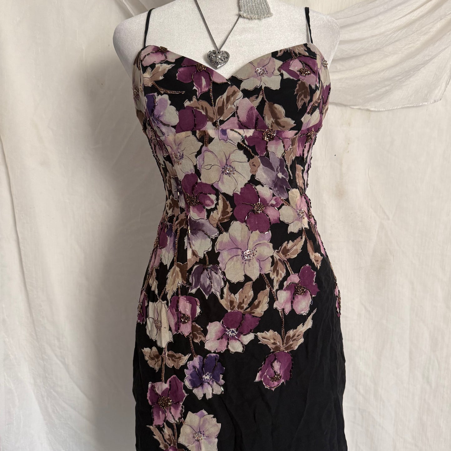 Adrianna Papell evening flower beaded dress