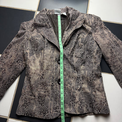 2000s brown printed blazer