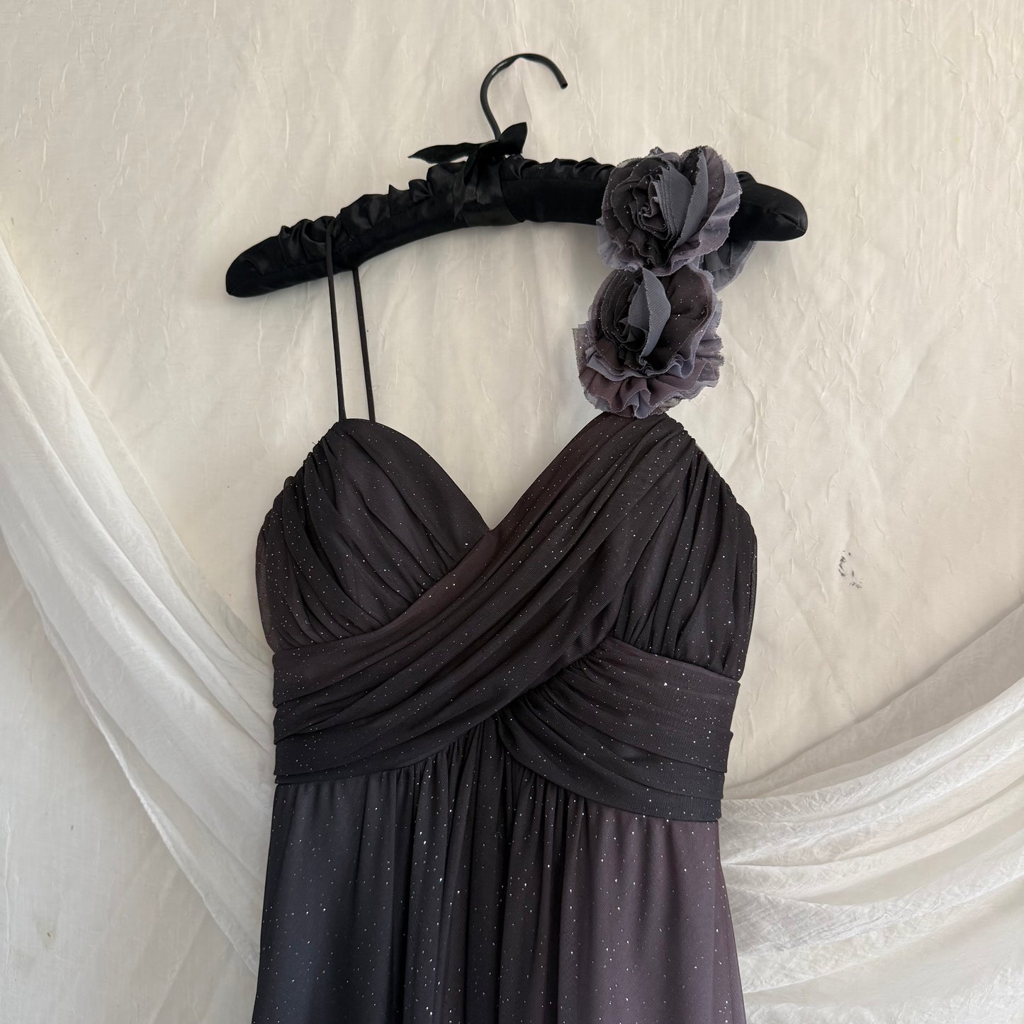 2000s Betsey prom glitter grey dress