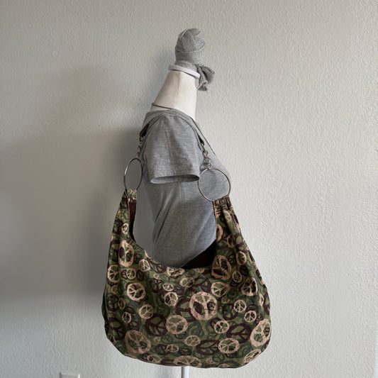 Peace sign hobo bag