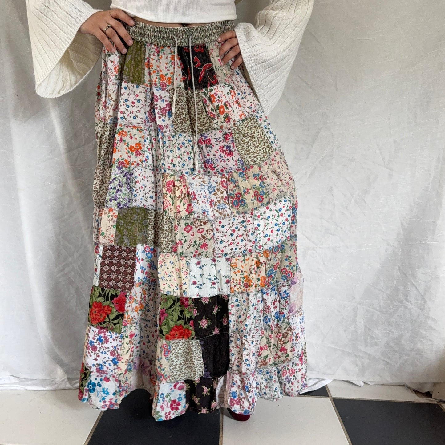 Cottage patchwork flower maxi
