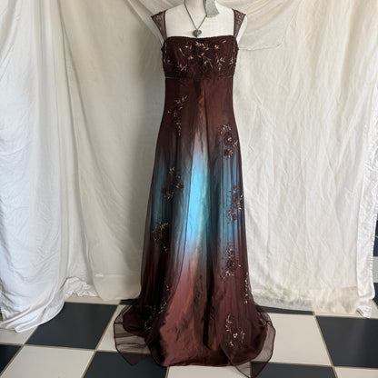 2000s whimsical prom beaded flower dress