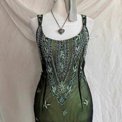 2000s Marina beaded green dress