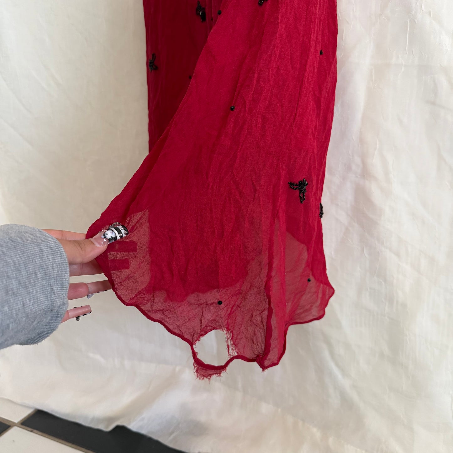 2000s Red cocktail beaded dress