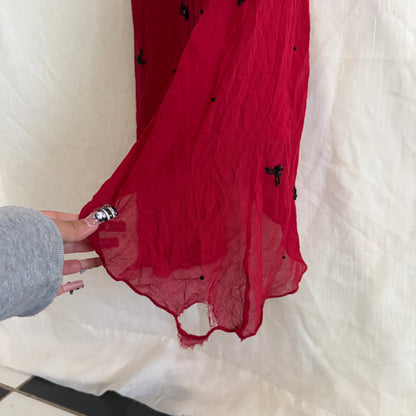 2000s Red cocktail beaded dress