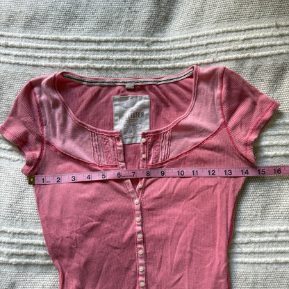Hollister pink lace henley top