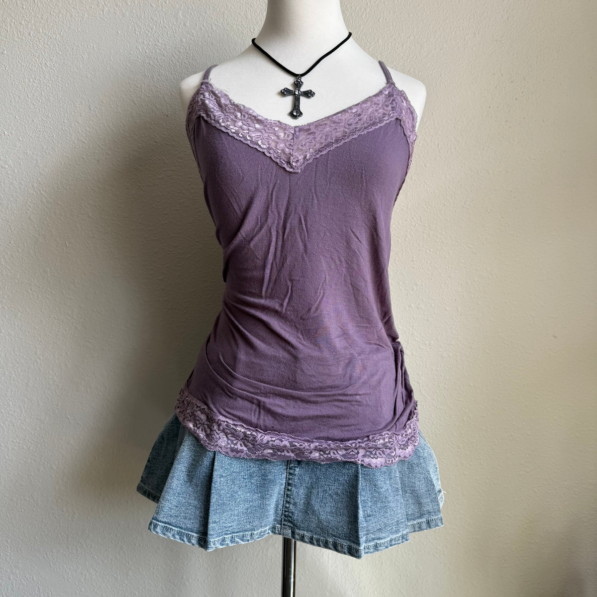 Flora’s purple tank top