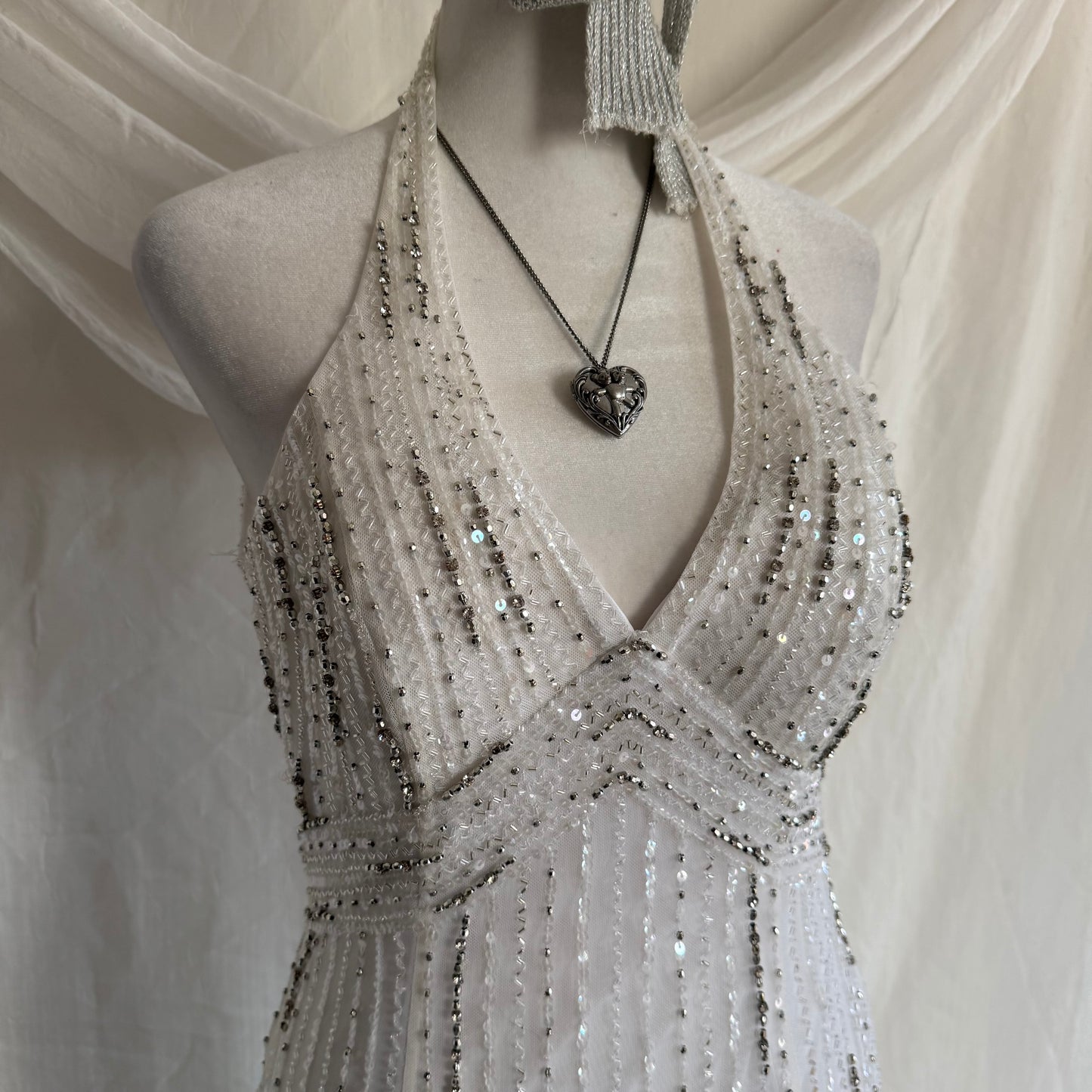 White beaded bridal dress