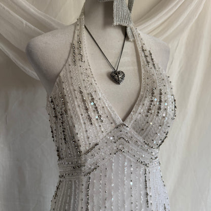 White beaded bridal dress