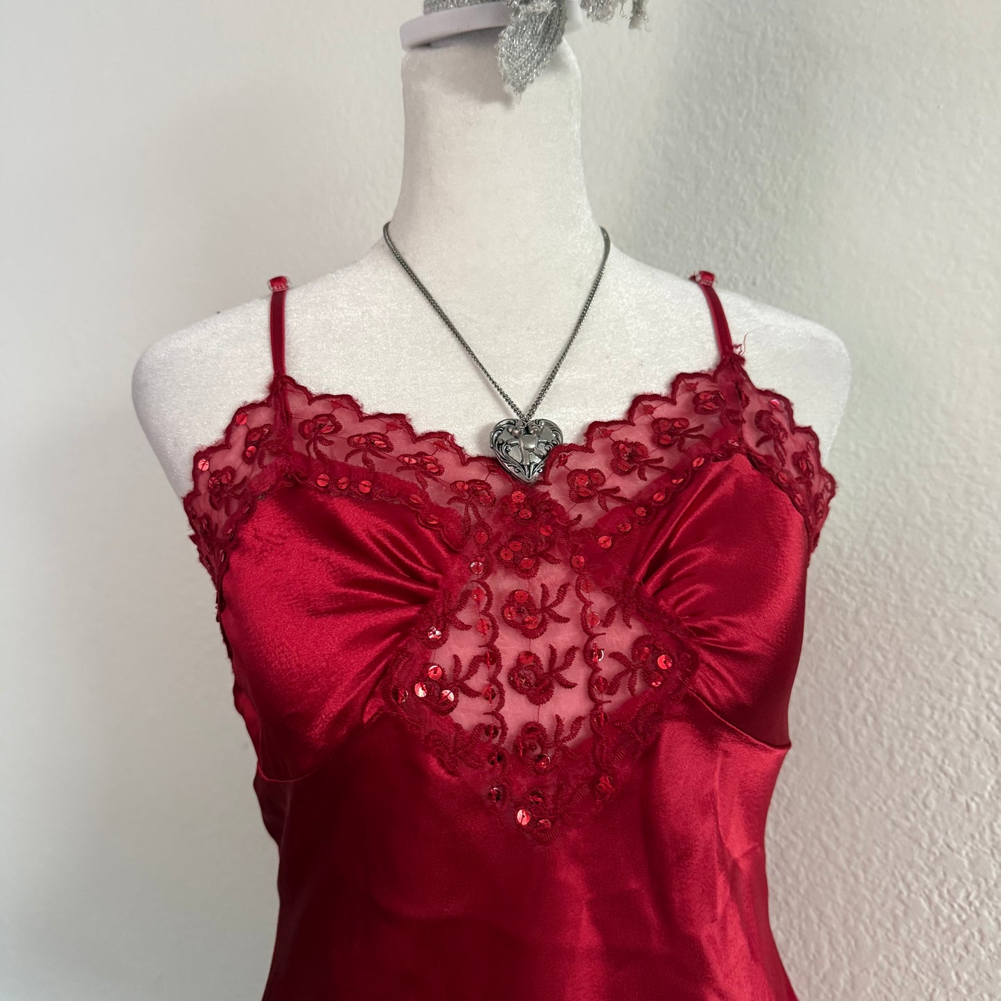Red sequin cami top