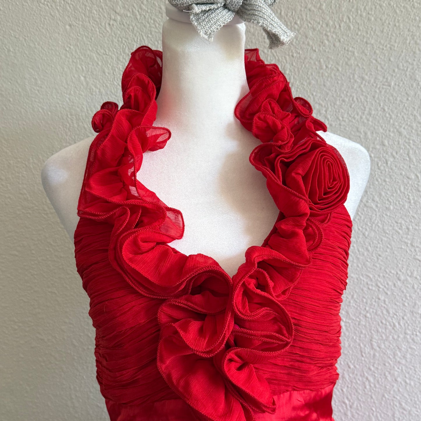Red clubbing rose halter top