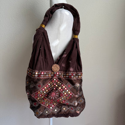 Boho beaded hobo bag