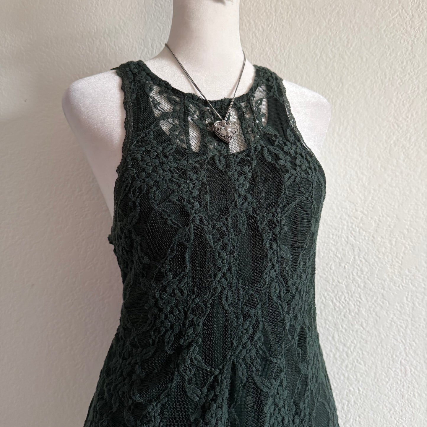 Lace green boho tank top