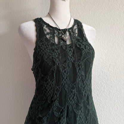 Lace green boho tank top