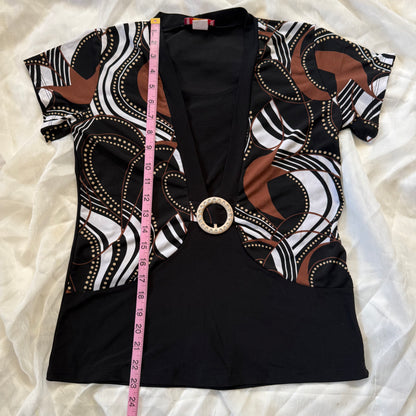 Retro patterned y2k top