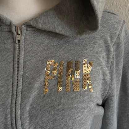 PINK sequin zip up hoodie