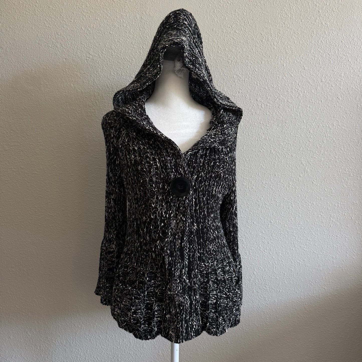 Knitted black crochet cardigan