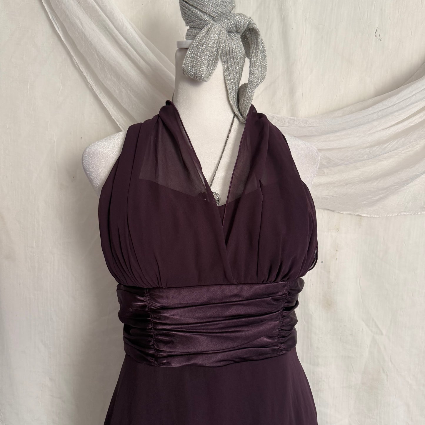 2000s plum draping fitted hoco dress