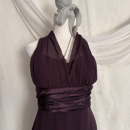 2000s plum draping fitted hoco dress