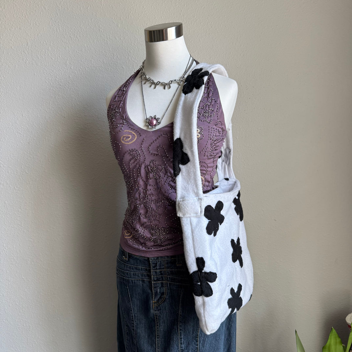 Handmade flower tote bag