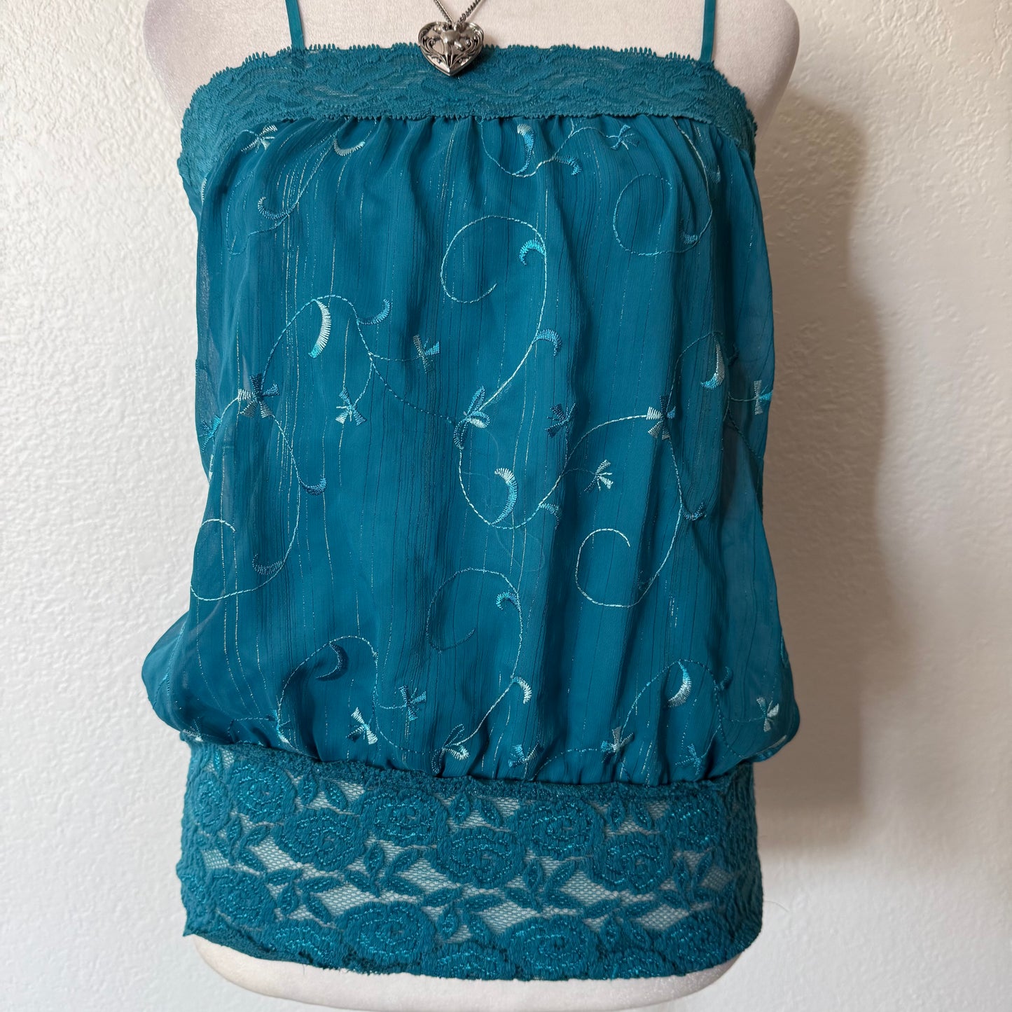 Turquoise bubble lace cami