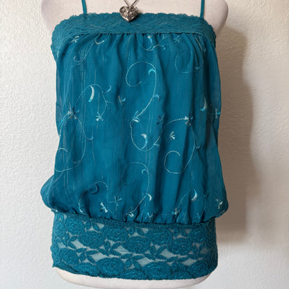 Turquoise bubble lace cami