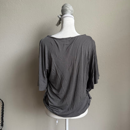 Gray beaded batwing top
