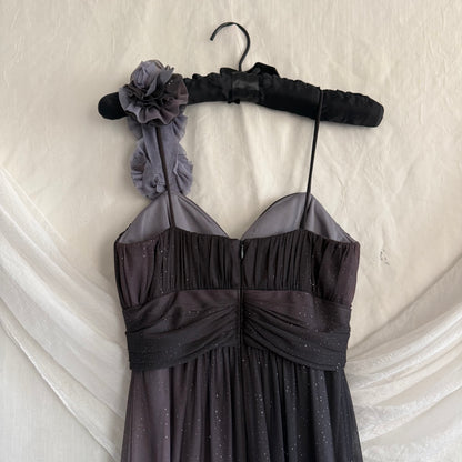 2000s Betsey prom glitter grey dress