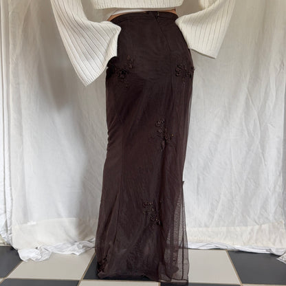 Evening beaded flower maxi