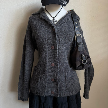 Grey oversized button sweater