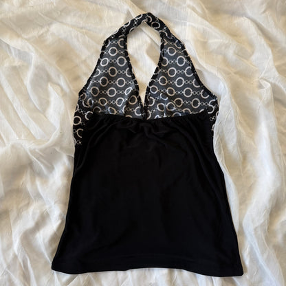 Black chain halter top