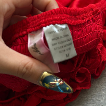 Red clubbing rose halter top