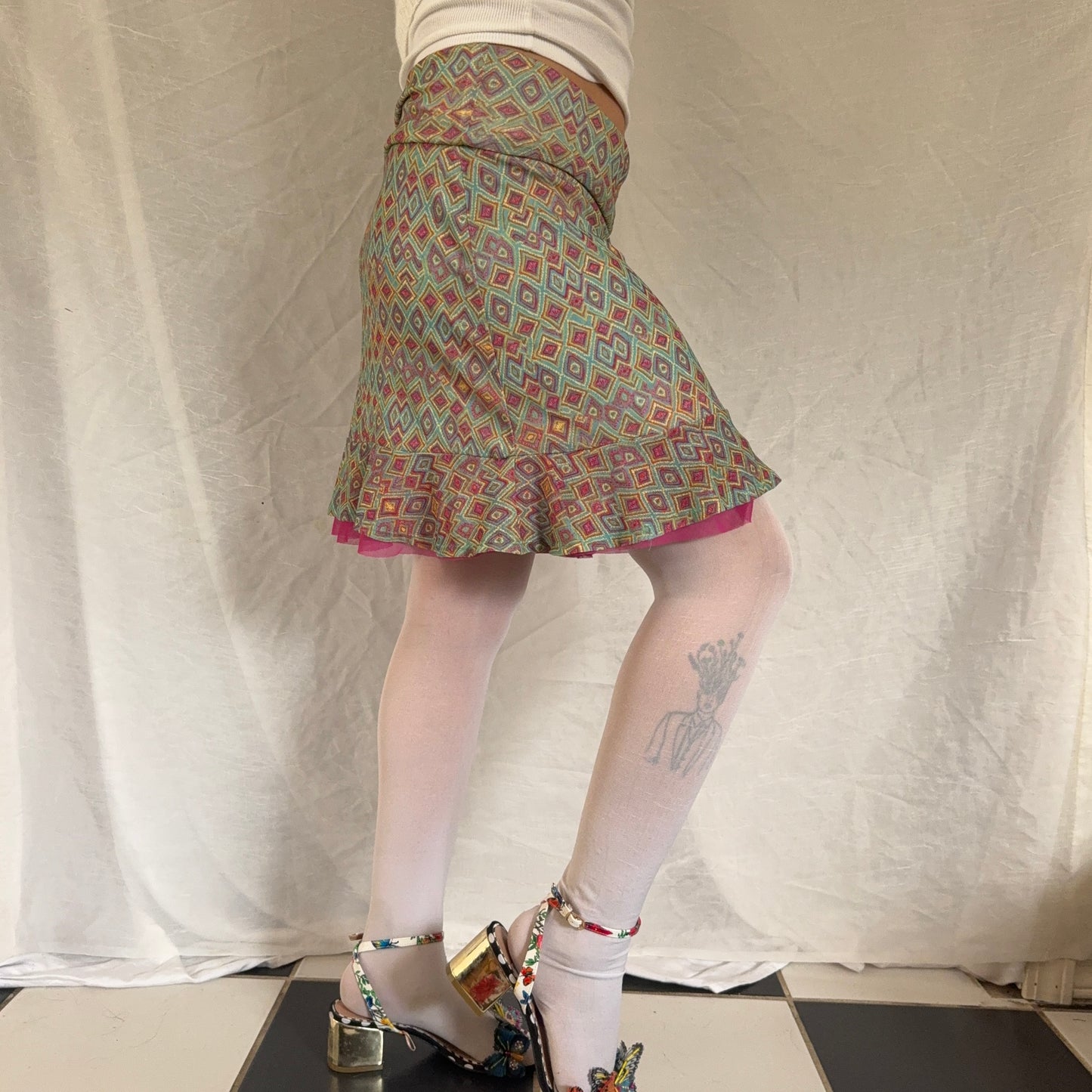 Whimsy pink foldover mini skirt